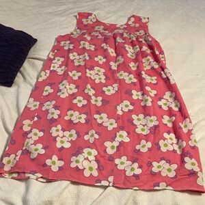 Vintage Floral Pink Sleeveless Dress House Dress